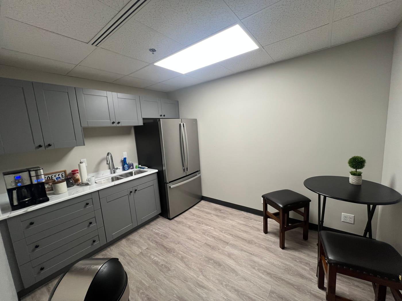A shared break room with a full kitchen at Ironwood Square